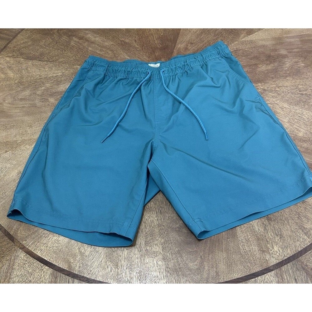 Blue Crown Swim Trunks Men’s Large Teal Elastic Waist Drawstring Beach Shorts